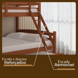 Treliche Casal de Madeira com Cama Auxiliar de Solteiro Castanho - 5