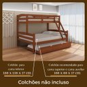 Ver mais imagens de Treliche Casal de Madeira com Cama Auxiliar de Solteiro Castanho
