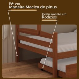 Treliche Casal de Madeira com Cama Auxiliar de Solteiro Castanho - 6