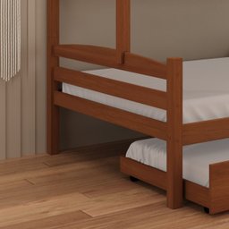 Treliche Casal de Madeira com Cama Auxiliar de Solteiro Castanho - 10