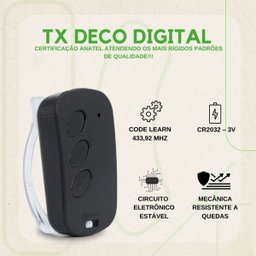 Kit 5 Controle Tx Deco Digital 433mhz Ipec - Preto - 5
