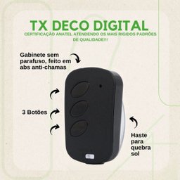 Kit 5 Controle Tx Deco Digital 433mhz Ipec - Preto - 3