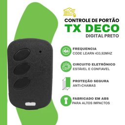 Kit 5 Controle Tx Deco Digital 433mhz Ipec - Preto - 4