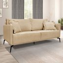 Ver imagem 1 de Kit 2 Poltronas e Sofá Living 2 Lugares 1,80m Sirius Linho Pés Metálicos - Pallazio Dourado