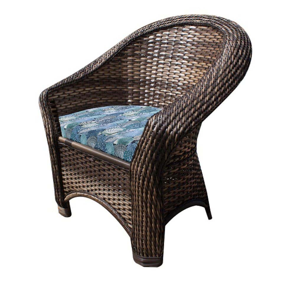 Conjunto de Poltronas Fibra Sintética Bali - 4 Poltronas + 1 Mesa Centro - Tecido Coquille Azul - 2