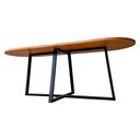 Ver imagem 2 de Mesa Oval Modelo Industrial - Ferro Cor Preta e Madeira Maciça Cor Castanheira