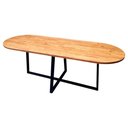 Ver mais imagens de Mesa Oval Modelo Industrial - Ferro Cor Preta e Madeira Maciça Cor Castanheira