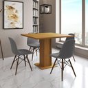 Ver imagem 1 de Mesa Jantar Londres Quadrada Canela 90cm 4 Cadeiras Eames Estofadas Grafite Madeira