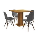 Ver imagem 6 de Mesa Jantar Londres Quadrada Canela 90cm 4 Cadeiras Eames Estofadas Grafite Madeira
