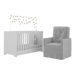 Berço 3x1 com Poltrona de Amamentação Multimóveis MP4064 Branco/Cinza - 1