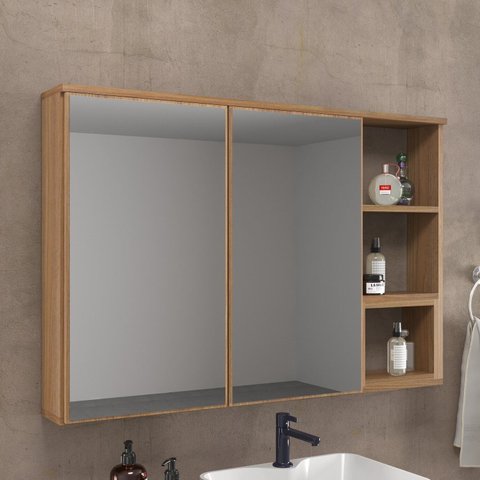 Espelheira para Banheiro 100cm x 67cm Máximus Marrom/Noce