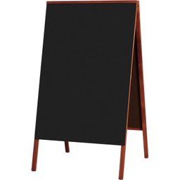 Quadro Cavalete de Propaganda Duplo Madeira Pinus Mogno para Uso de Giz 70x50 cm Preto Fosco - 1
