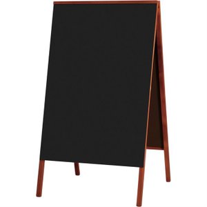 Quadro Cavalete de Propaganda Duplo Madeira Pinus Mogno para Uso de Giz 70x50 cm Preto Fosco
