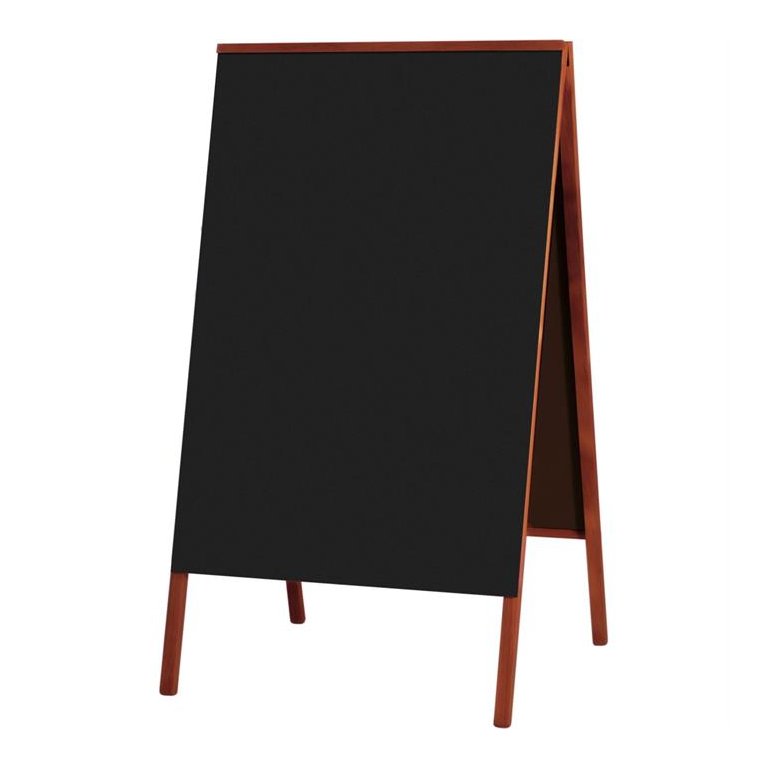 Quadro Cavalete de Propaganda Duplo Madeira Pinus Mogno para Uso de Giz 70x50 cm Preto Fosco