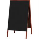 Ver imagem 1 de Quadro Cavalete de Propaganda Duplo Madeira Pinus Mogno para Uso de Giz 70x50 cm Preto Fosco