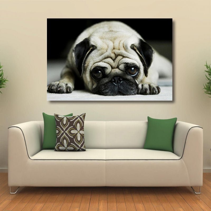 Quadro decorativo Pug Cachorro com Tela de Tecido - 1