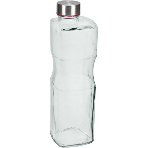 Garrafa Água Suco Leite Home&co Vidro 1,1 Litros 27x8x8cm Transparente com Tampa