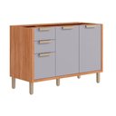 Ver imagem 1 de Gabinete de Cozinha Modulado Balcão S/ Tampo Estela C/ 2 Portas e 3 Gavetas 120cm Cinamomo/platina