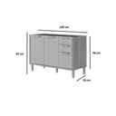 Ver imagem 2 de Gabinete de Cozinha Modulado Balcão S/ Tampo Estela C/ 2 Portas e 3 Gavetas 120cm Cinamomo/platina