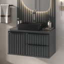 Ver imagem 1 de Balcão Armário para Banheiro Ripado Cecília Suspenso 60cm - Fabribam Gabinetes