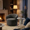 Ver imagem 1 de Poltrona Decorativa Sala Estar Orgânica Beatriz Boucle Cinza Escuro - Montanaris Decor