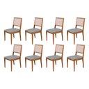 Ver imagem 1 de Conjunto com 8 Cadeiras de Jantar Estofada Suellen em Madeira e Mdf Cerejeira Linho Cinza