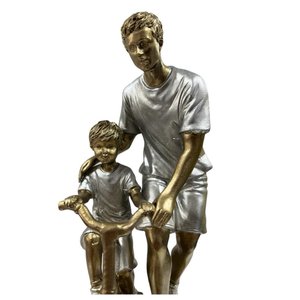 Escultura Pai e Filho Bicicleta Amor Pai e Filho Decoração Espressione Pai Ensinando Filho Andar Bic