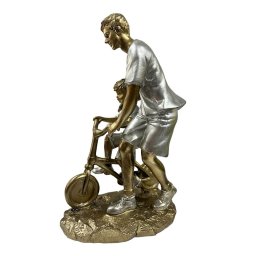 Escultura Pai e Filho Bicicleta Amor Pai e Filho Decoração Espressione Pai Ensinando Filho Andar Bic - 2