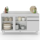 Ver imagem 3 de Balcão Gabinete para Pia com Tampo 150cm 3 Portas 1 Gaveta Dakota Branco - Lumil Lumil Móveis
