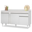 Ver imagem 1 de Balcão Gabinete para Pia com Tampo 150cm 3 Portas 1 Gaveta Dakota Branco - Lumil Lumil Móveis