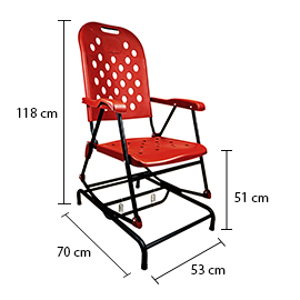 Cadeira de Balanço Aço Carbono Dobrável Reforçado Varal Sul - Vermelho - 3