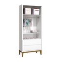 Ver imagem 3 de Jogo de Quarto Infantil Classic Guarda Roupa 2 Portas e Cômoda 6 Gavetas Branco Fosco com Pés Amadei