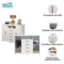 Ver imagem 7 de Guarda Roupa Casal New Master 8 Portas 4 Gavetas com Espelho e Cômoda Havana Master com Pés Branco