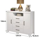 Ver imagem 6 de Guarda Roupa Casal New Master 8 Portas 4 Gavetas com Espelho e Cômoda Havana Master com Pés Branco