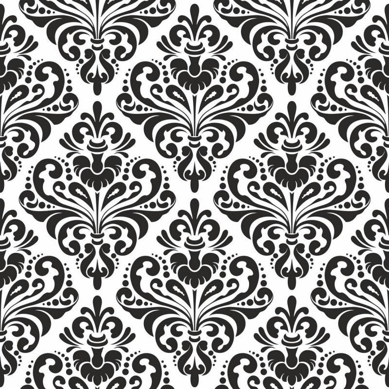 Papel De Parede Arabesco Preto e Branco 3,00m x 59cm - 1