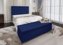Ver imagem 1 de Conjunto Cabeceira Casal e Recamier Baú 1,60m Madrid Suede Azul MArinho Dal Poz Estofados