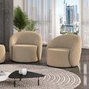 Ver imagem 2 de Poltrona Decorativa Orgânica Giratória Kit 2 Lua Suede D03 - D’Rossi