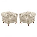 Ver imagem 3 de Conjunto Dom Pedro 3+1+1 Lugares Bege Couro Sintético Bella Decor