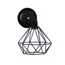 Ver imagem 1 de Arandela de Parede Estilo Retrô com Aramado Modelo Diamante na Cor Preto - Bivolt 110v / 220v