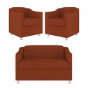 Ver imagem 2 de Kit 02 Poltronas Reforçada Clinica + Namoradeira Consultório Cor:Terracota