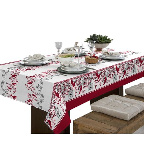 Toalha de Mesa Linhão 4 Lugares Retangular Pássaros