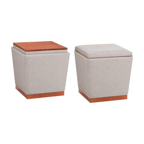 Puff Decorativo Retrô - Tecido Linho Francês