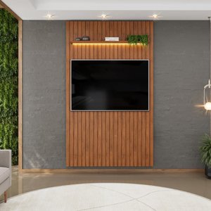 Painel para Tv até 60 Polegadas Ripado com Led Dj Móveis Trento 143 Freijó