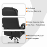 Kit 2 Cadeiras Presidente Ergonômica Apoio Para Pés - Preto - 6