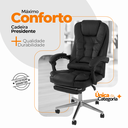 Ver mais imagens de Kit 2 Cadeiras Presidente Ergonômica Apoio Para Pés - Preto