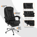 Ver imagem 7 de Kit 2 Cadeiras Presidente Ergonômica Apoio Para Pés - Preto