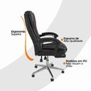 Ver imagem 5 de Kit 2 Cadeiras Presidente Ergonômica Apoio Para Pés - Preto
