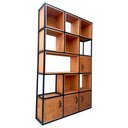 Ver imagem 6 de Estante Industrial com Nichos - Ferro na Cor Preta e Madeira Maciça na Tonalidade Castanheira