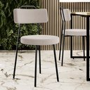 Ver imagem 2 de Cadeira Decorativa Estofada Para Sala De Jantar Barcelona L02 Bouclê Creme - Lyam Decor