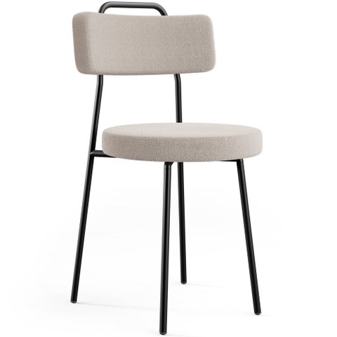 Cadeira Decorativa Estofada Para Sala De Jantar Barcelona L02 Bouclê Creme - Lyam Decor